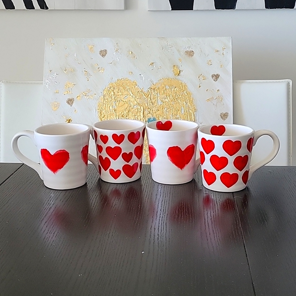 Maxcera Heart Shaped 16 oz Valentines Mugs - Set of 4